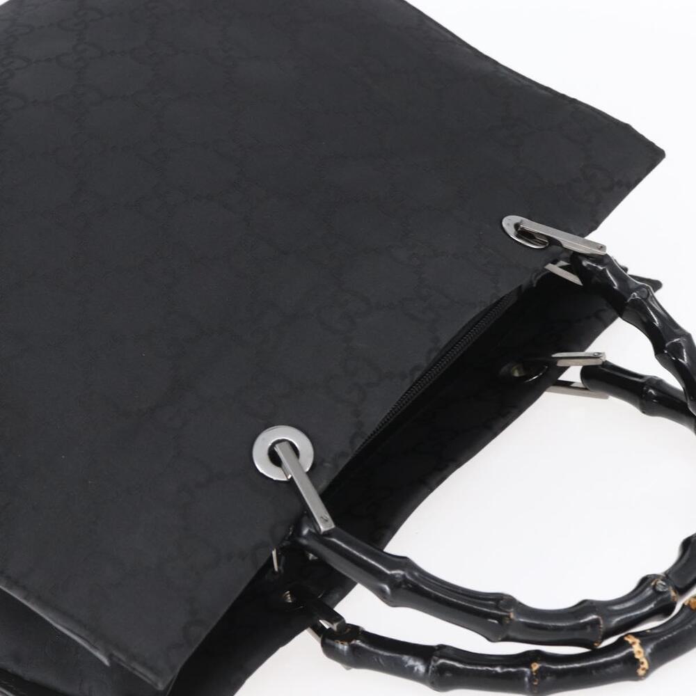 GUCCI Bamboo GG Canvas Hand Bag Black Silver 002 1010 3754 Auth 154446 - Picture 6 of 16